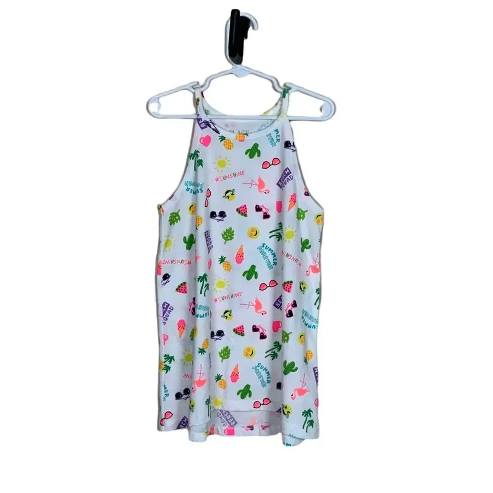 Children's Place Summer Print Halter Tunic Tank White Multi Size M